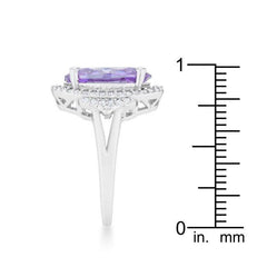 Melanie 5.95ct Amethyst CZ Rhodium Cocktail Ring - Flyclothing LLC