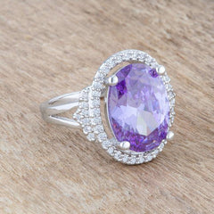 Melanie 5.95ct Amethyst CZ Rhodium Cocktail Ring - Flyclothing LLC