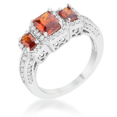 Rita 2.3ct Garnet CZ Rhodium Classic Trio Ring - JGI