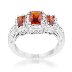 Rita 2.3ct Garnet CZ Rhodium Classic Trio Ring - JGI