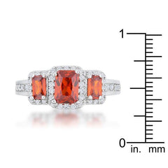 Rita 2.3ct Garnet CZ Rhodium Classic Trio Ring - JGI