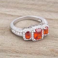 Rita 2.3ct Garnet CZ Rhodium Classic Trio Ring - JGI