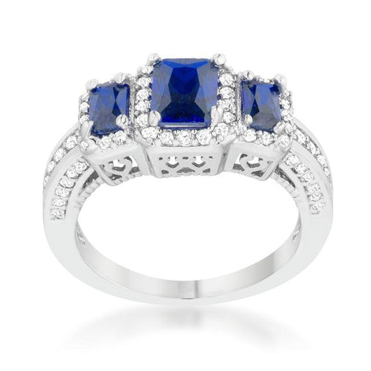 Rita 2.3ct Sapphire CZ Rhodium Classic Trio Ring - Flyclothing LLC