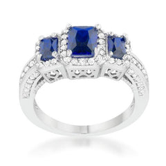 Rita 2.3ct Sapphire CZ Rhodium Classic Trio Ring - JGI