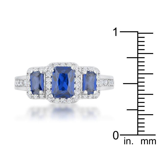 Rita 2.3ct Sapphire CZ Rhodium Classic Trio Ring - Flyclothing LLC