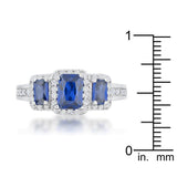 Rita 2.3ct Sapphire CZ Rhodium Classic Trio Ring - Flyclothing LLC