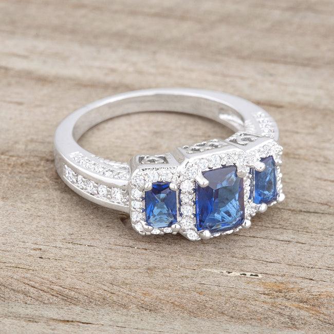 Rita 2.3ct Sapphire CZ Rhodium Classic Trio Ring - JGI