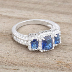 Rita 2.3ct Sapphire CZ Rhodium Classic Trio Ring - JGI