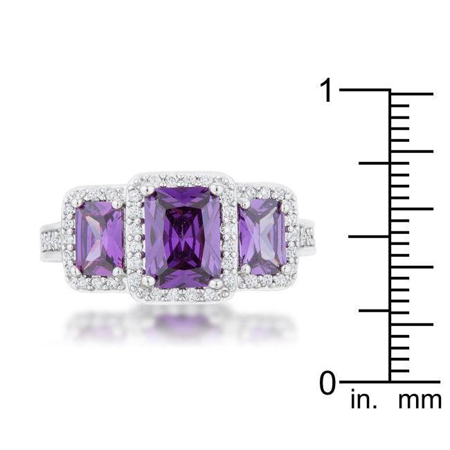 Rita 2.3ct Amethyst CZ Rhodium Classic Trio Ring - JGI