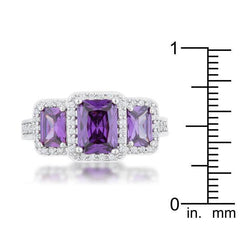 Rita 2.3ct Amethyst CZ Rhodium Classic Trio Ring - JGI