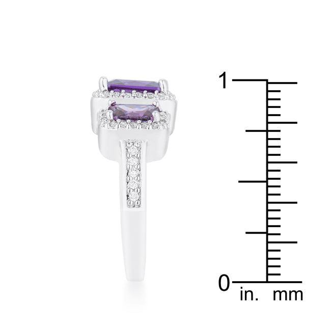 Rita 2.3ct Amethyst CZ Rhodium Classic Trio Ring - JGI