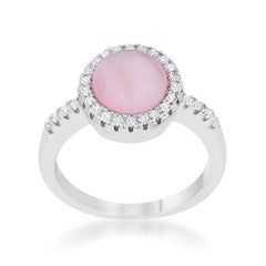 Patricia 0.3ct CZ Pink Cats Eye Rhodium Classic Ring - Flyclothing LLC