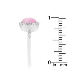 Patricia 0.3ct CZ Pink Cats Eye Rhodium Classic Ring - Flyclothing LLC