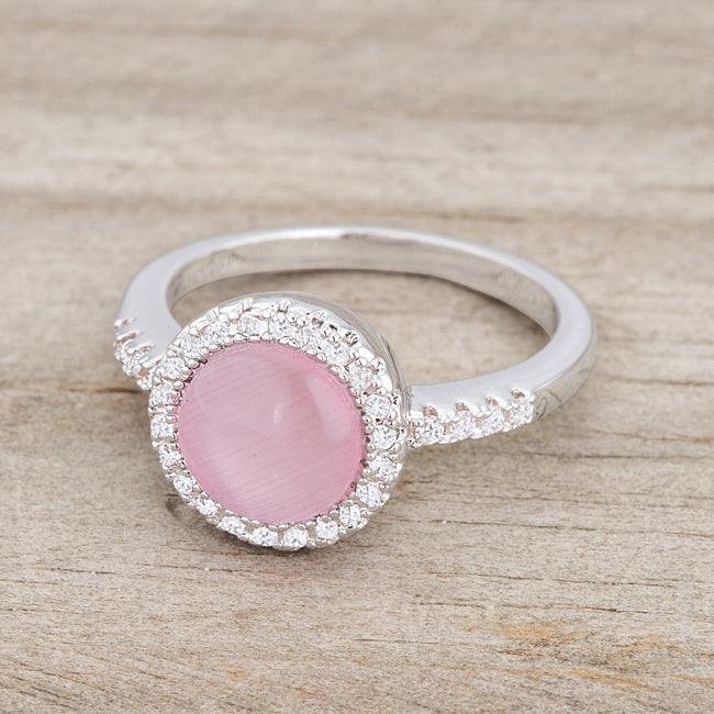 Patricia 0.3ct CZ Pink Cats Eye Rhodium Classic Ring - Flyclothing LLC