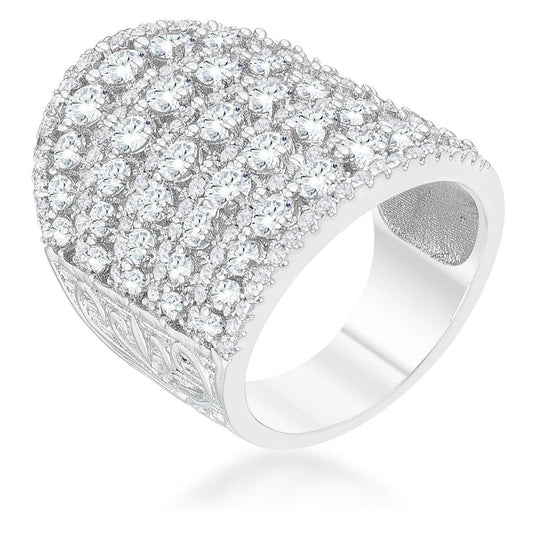 Charlyn 2.5ct Rhodium CZ Statement Cocktail Ring - JGI