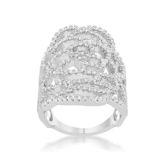 Rosa 1.25ct CZ Rhodium Filigree Cocktail Ring - JGI