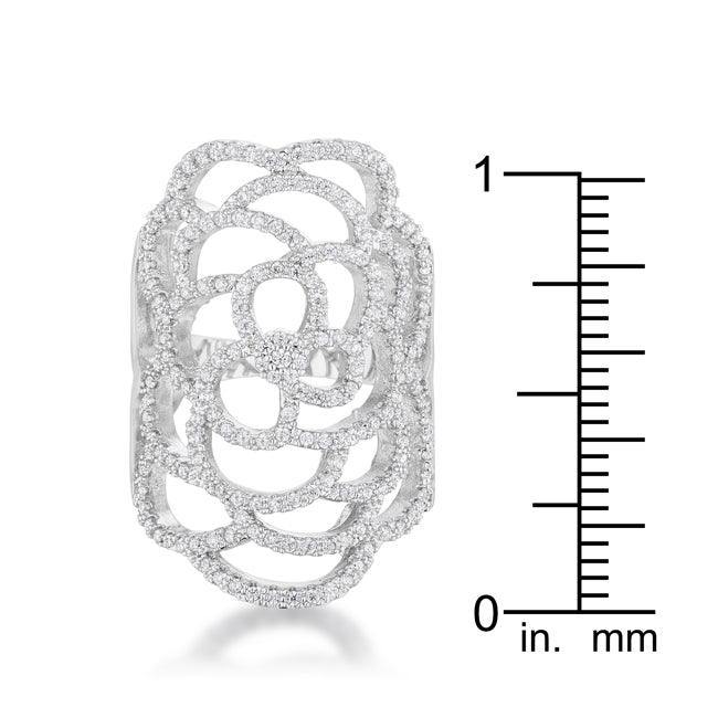 Rosa 1.25ct CZ Rhodium Filigree Cocktail Ring - JGI