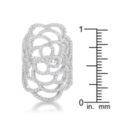 Rosa 1.25ct CZ Rhodium Filigree Cocktail Ring - JGI