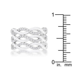 Contemporary 0.88ct CZ Rhodium Twist Wide Cocktail Ring - JGI