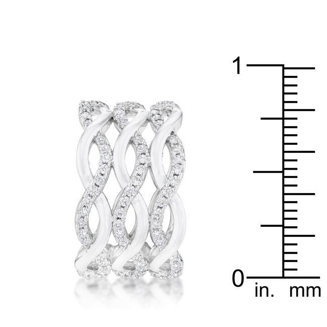 Contemporary 0.88ct CZ Rhodium Twist Wide Cocktail Ring - JGI