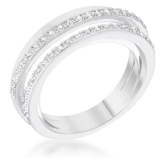 Lynn 0.25ct CZ Rhodium Twisted Trio Band Ring - Flyclothing LLC