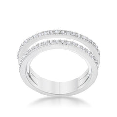 Lynn 0.25ct CZ Rhodium Twisted Trio Band Ring - Flyclothing LLC