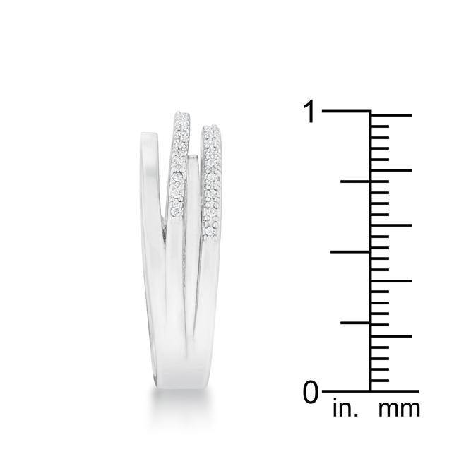 Lynn 0.25ct CZ Rhodium Twisted Trio Band Ring - Flyclothing LLC