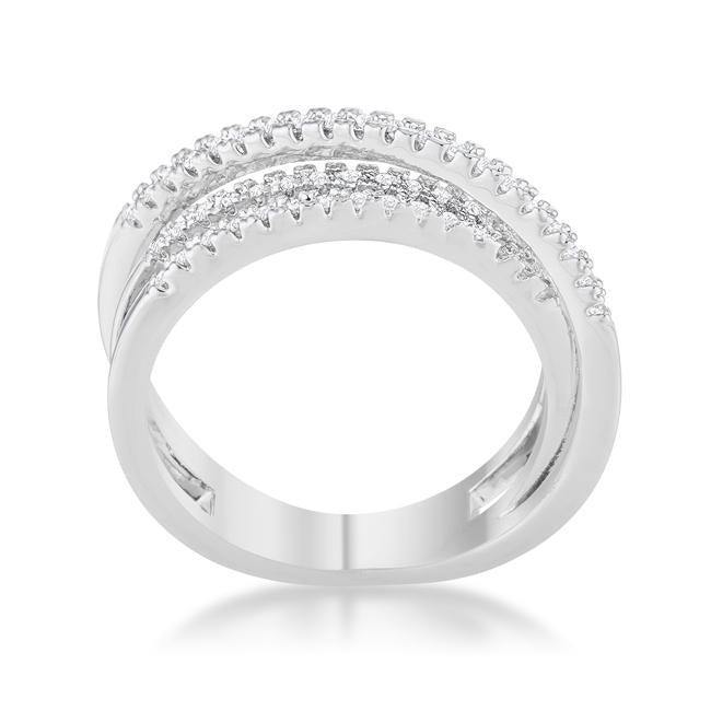 Laurie 0.2ct CZ Rhodium Contemporary Trio Band Ring - Flyclothing LLC