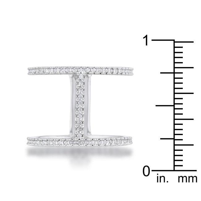 Christina 0.3ct CZ Rhodium Open Contemporary Wide Ring - JGI