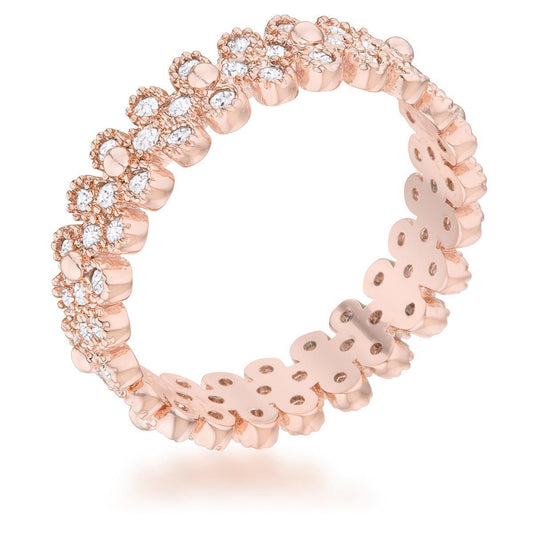 Clara 1ct CZ Rose Gold Textured Bezel Set Eternity Ring - JGI