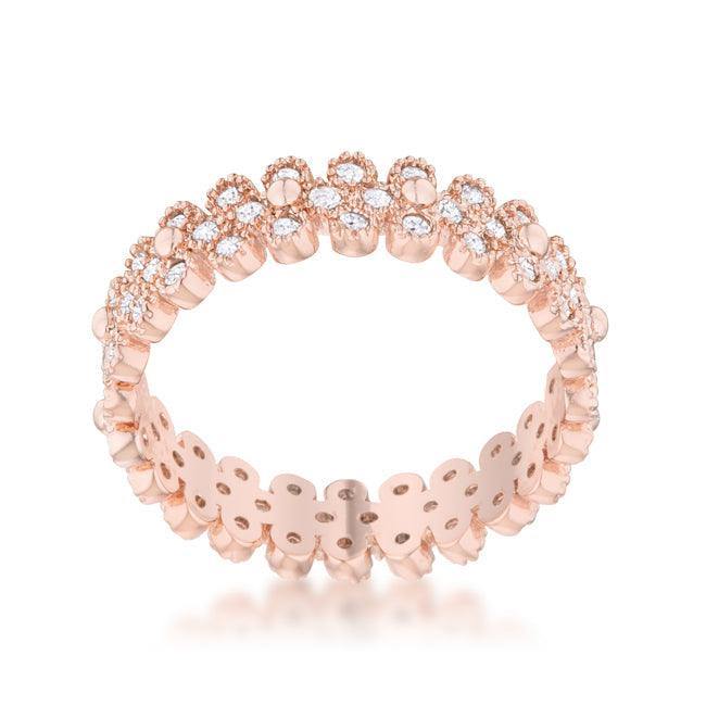 Clara 1ct CZ Rose Gold Textured Bezel Set Eternity Ring - JGI