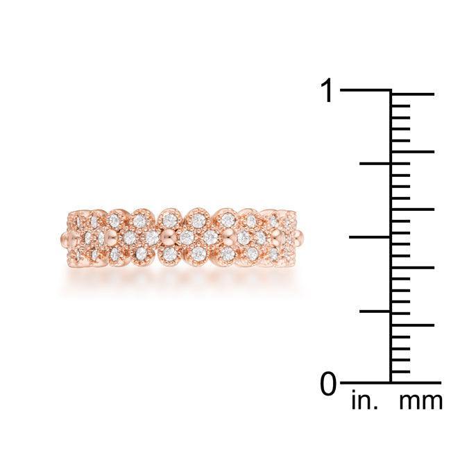 Clara 1ct CZ Rose Gold Textured Bezel Set Eternity Ring - JGI