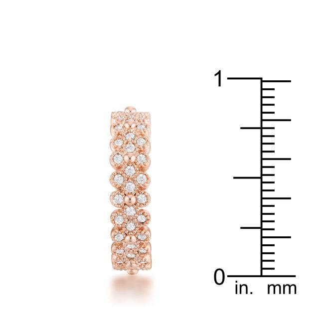 Clara 1ct CZ Rose Gold Textured Bezel Set Eternity Ring - JGI