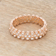 Clara 1ct CZ Rose Gold Textured Bezel Set Eternity Ring - JGI