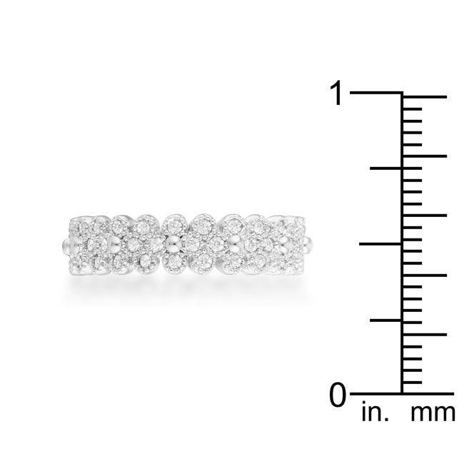 Clara 1ct CZ Rhodium Textured Bezel Set Eternity Ring - JGI