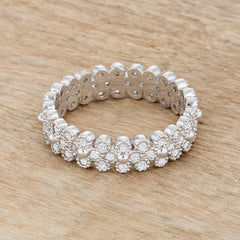 Clara 1ct CZ Rhodium Textured Bezel Set Eternity Ring - JGI