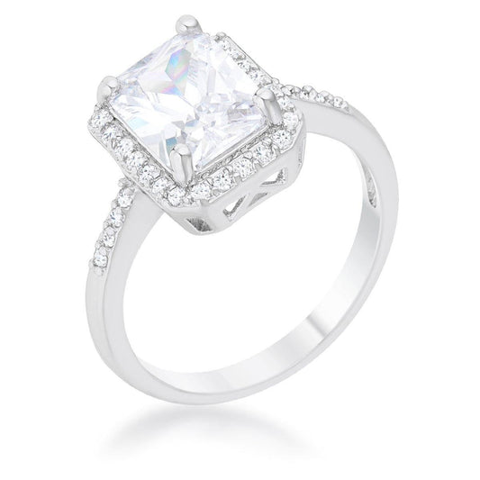 Ariana 2.95ct CZ Rhodium Classic Ring - Flyclothing LLC