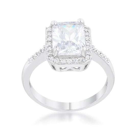 Ariana 2.95ct CZ Rhodium Classic Ring - Flyclothing LLC