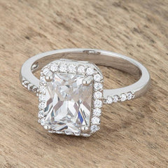 Ariana 2.95ct CZ Rhodium Classic Ring - Flyclothing LLC