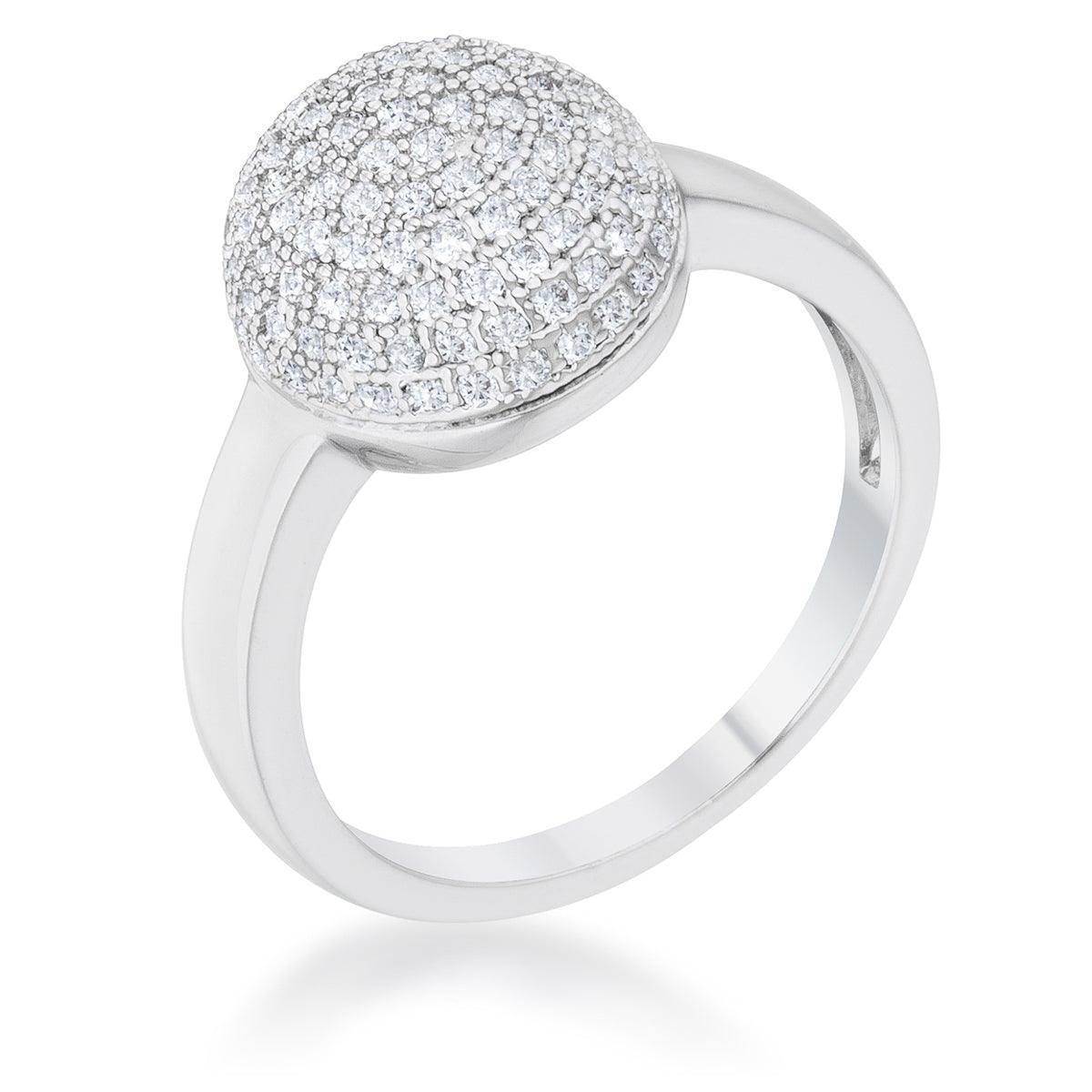 Brie 0.6ct CZ Rhodium Contemporary Sphere Ring - JGI