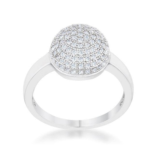 Brie 0.6ct CZ Rhodium Contemporary Sphere Ring - JGI