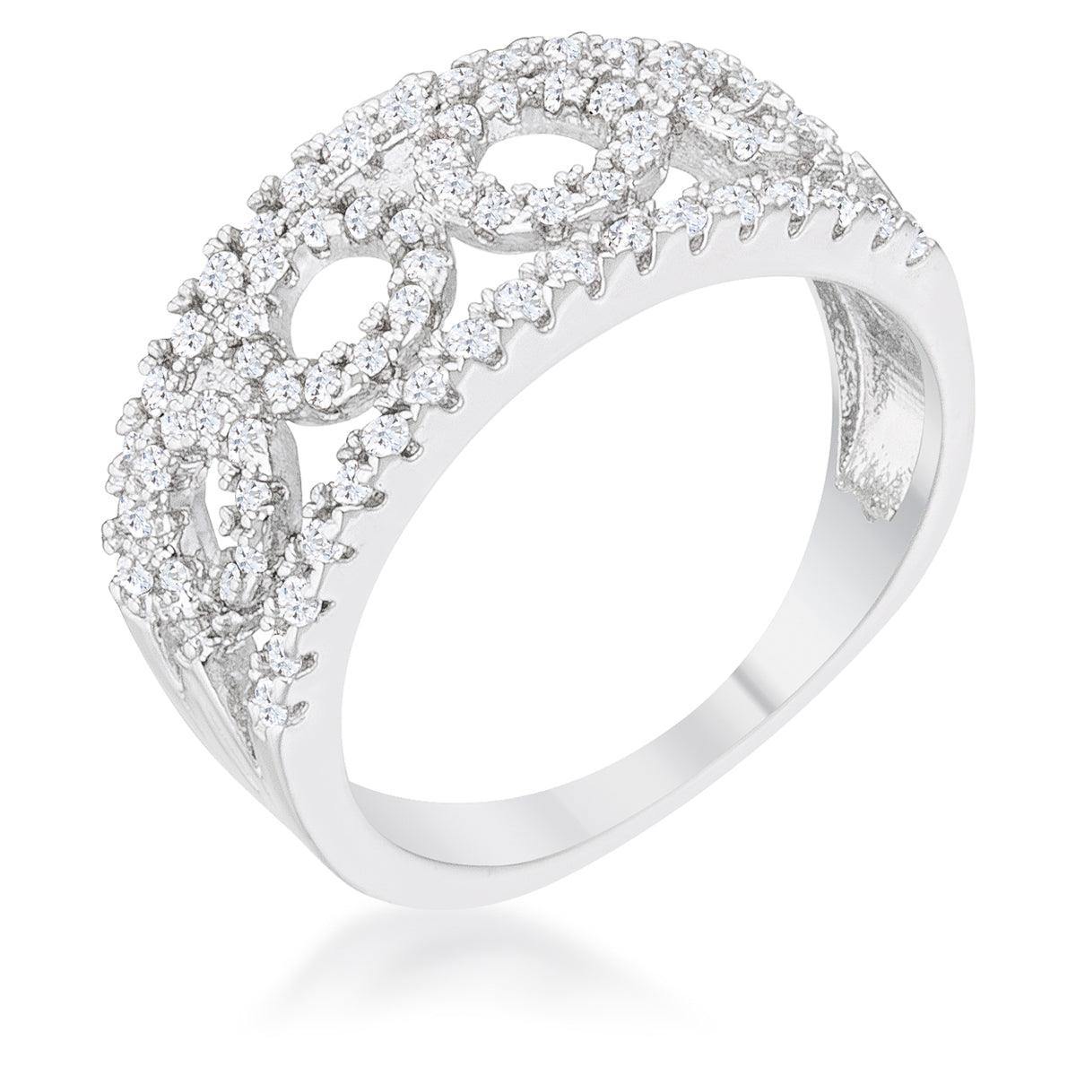 Rina 0.5ct CZ Rhodium Contemporary Band Ring - Flyclothing LLC