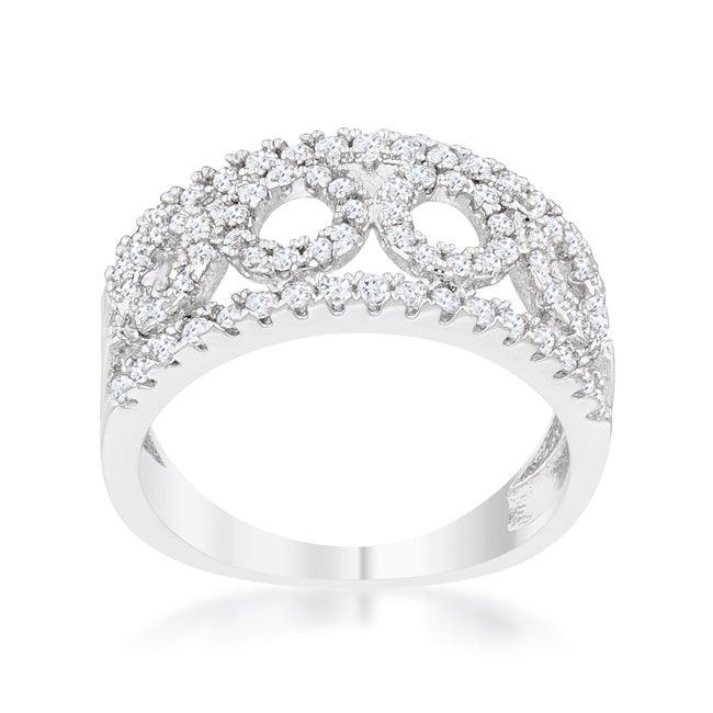 Rina 0.5ct CZ Rhodium Contemporary Band Ring - JGI