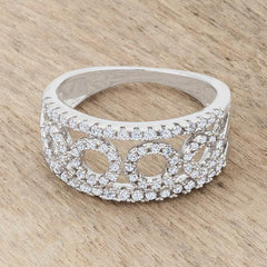 Rina 0.5ct CZ Rhodium Contemporary Band Ring - JGI