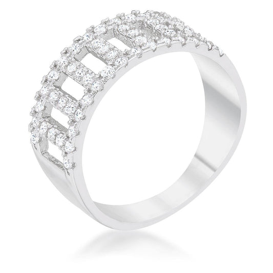 Rey 0.5ct CZ Rhodium Contemporary Band Ring - JGI