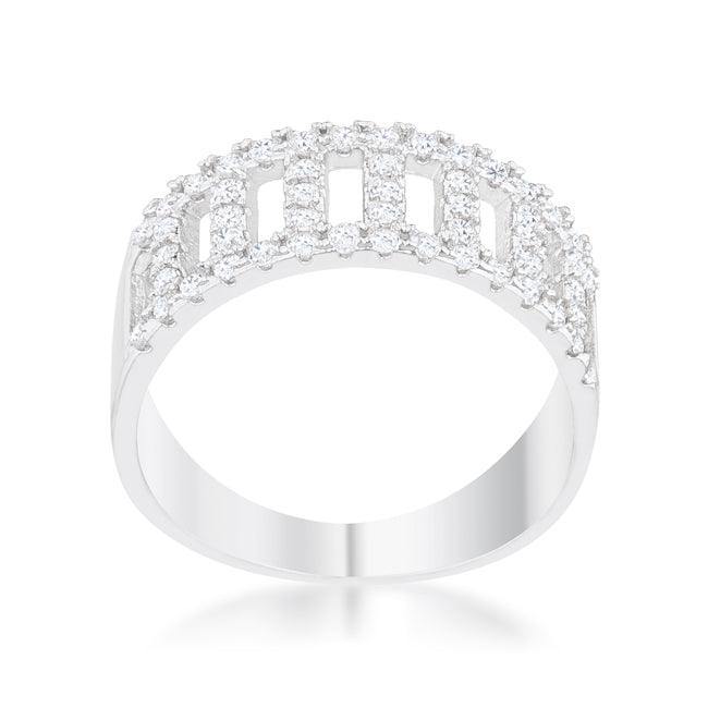 Rey 0.5ct CZ Rhodium Contemporary Band Ring - JGI