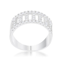 Rey 0.5ct CZ Rhodium Contemporary Band Ring - JGI