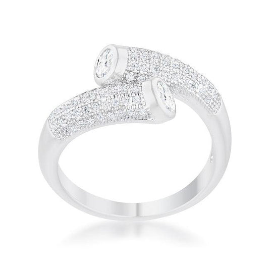 Perry 0.62ct CZ Rhodium Contemporary Wrap Ring - Flyclothing LLC