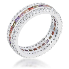 Paula 1.75ct Multicolor CZ Classic Band Ring - Flyclothing LLC