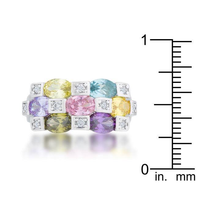 Mina 3.1ct Multicolor CZ Rhodium Cocktail Ring - Flyclothing LLC